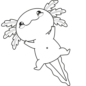 Outline funny Axolotl. Line drawing png