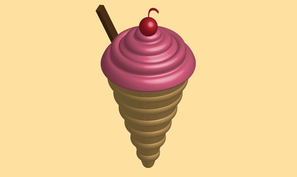 3d ice cream with red cherry vector