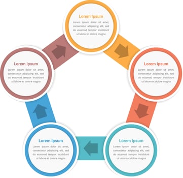 Circle diagram infographic template with five steps or options, workflow, process vector