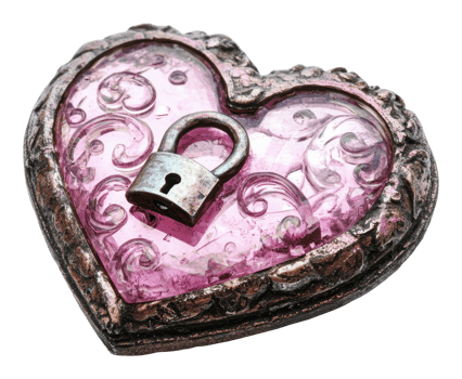 Heart-shaped decorative box with a lock png