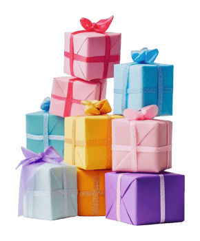 Colorful gift boxes stacked for celebration event png