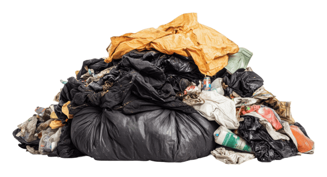 Mountain of discarded waste in a landfill site png