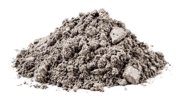 Pile of gray powder on a white background png
