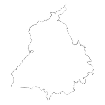 Punjab state blank outline map vector