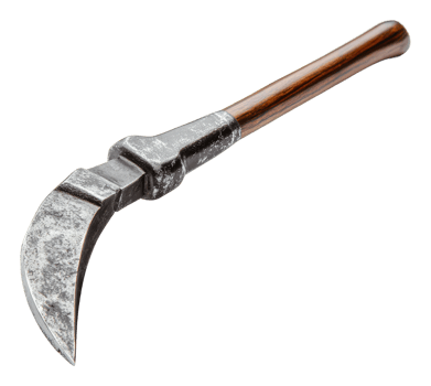 Sickle tool on wooden surface png