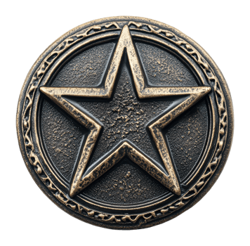 Bronze star emblem with intricate details png