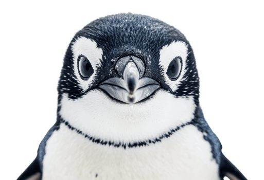 Close up of a curious penguin in a snowy landscape png