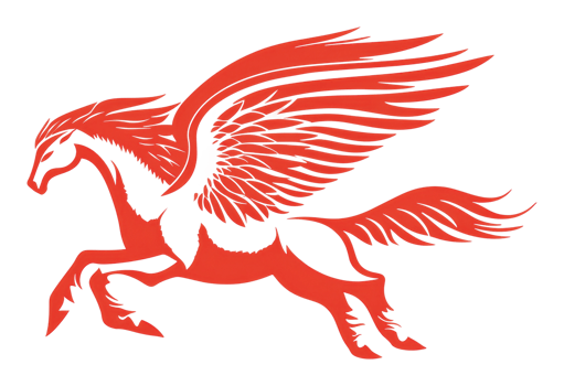 Winged horse galloping with vibrant design png
