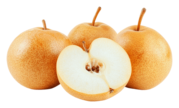 Fresh Asian pears displayed on a white background png