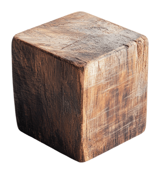 Natural finish rustic wooden block png