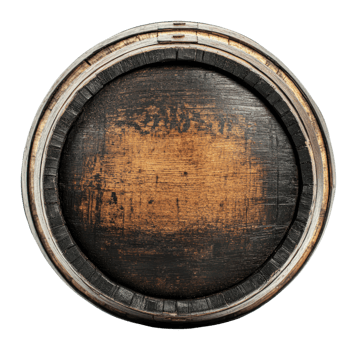 Wooden barrel top with rustic surface and texture png