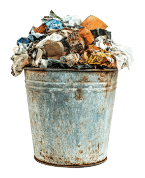 Overflowing trash bin in urban environment png