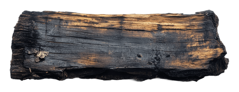 Unique piece of charred wood ready for crafting png