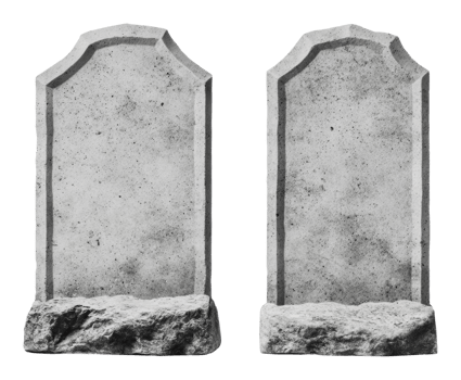 Two weathered gravestones in a cemetery setting png
