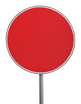 Red circular sign stands on a metal pole outdoors png