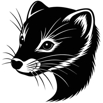 a black and white illustration of a weasel head vector