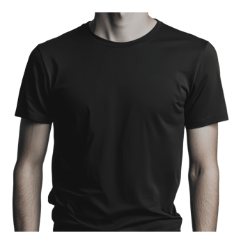 Black casual t-shirt worn by a model png
