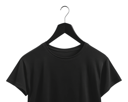 Simple black t-shirt hanging on a hook indoors png