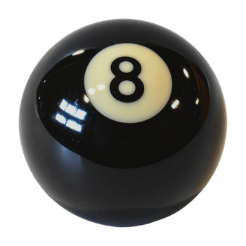 Eight ball resting on a pool table png