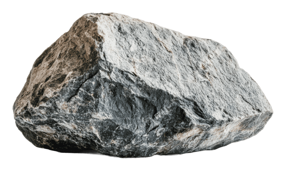 Large gray and black rock on a white background png