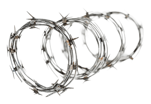 Barbed wire coils for security fencing png