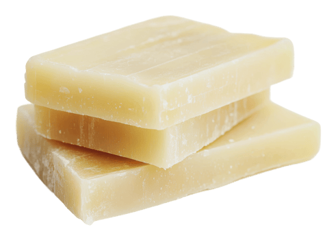 Natural handmade soap bars stacked attractively png