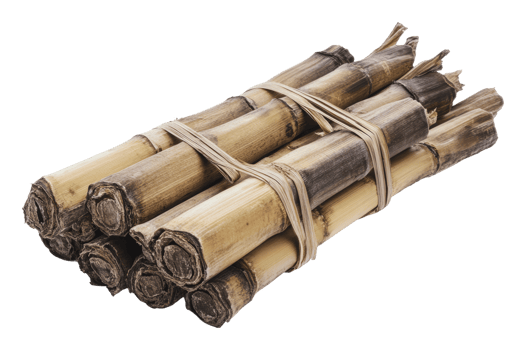 Stacked bundles of sugarcane ready for transport png