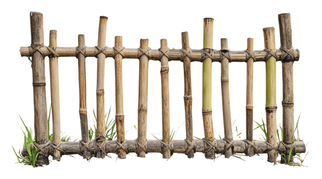 Bamboo fence made from natural materials png