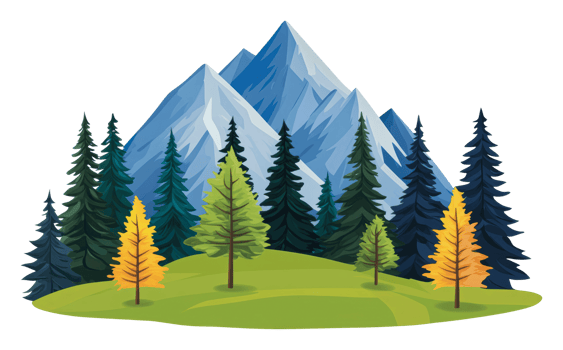 Majestic mountains with lush evergreen forest png