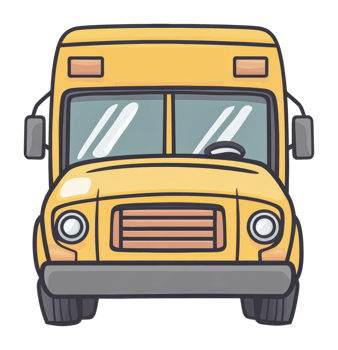 Bright yellow school bus parked in a quiet area png
