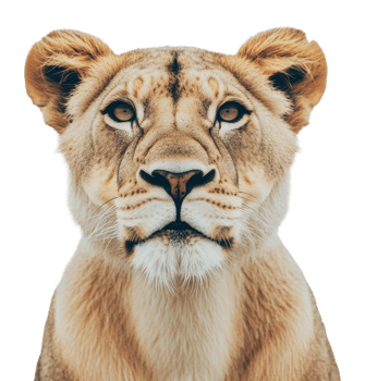 Lioness exhibiting strength and poise in close-up png
