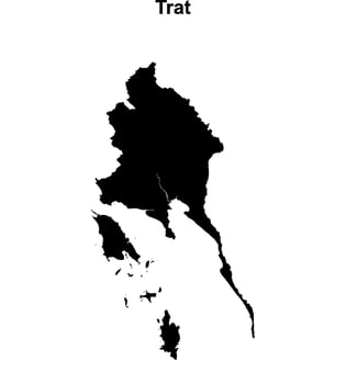 Trat province blank outline map vector