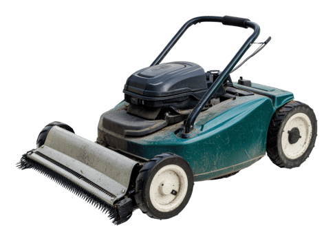 Lawn mower parked after maintenance work png