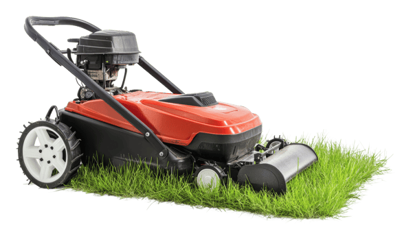 Lawn mower with freshly cut grass patch png