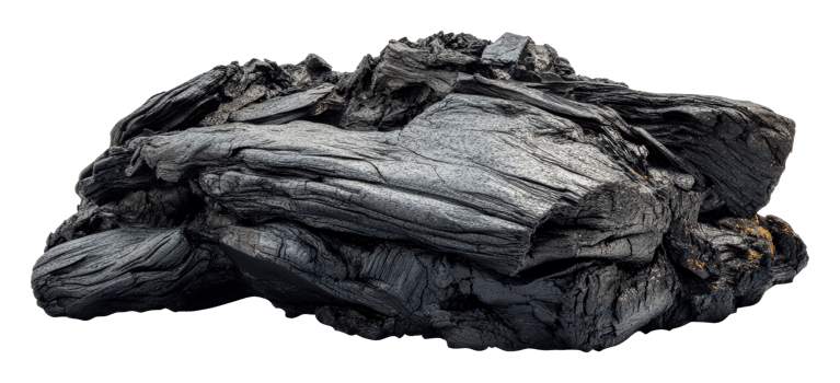 Natural charcoal on white background png