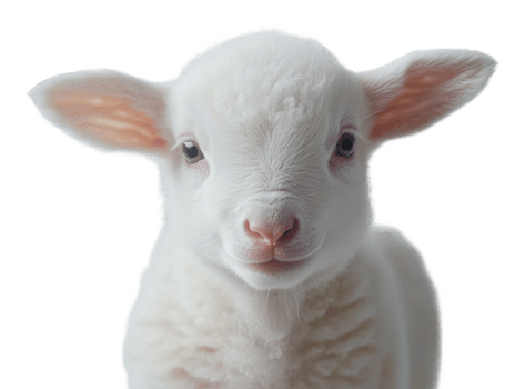 Happy lamb with soft wool on a white background png