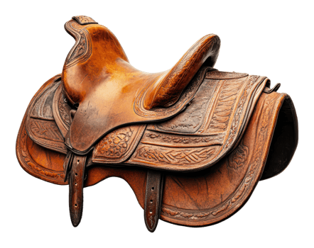 Traditional Western saddle for horseback riding png