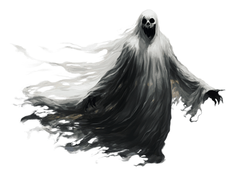 Ghostly figure shrouded in mist in a dark setting png