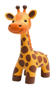 Cute giraffe toy standing on a white background png