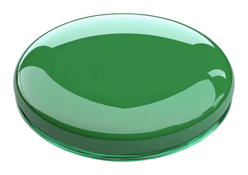 Green round object with smooth surface and shine png