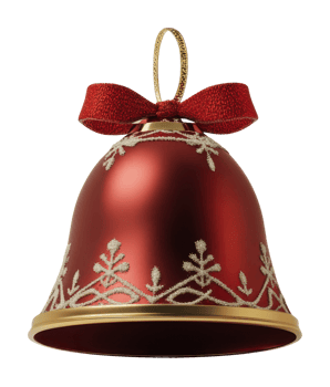 Decorative red bell ornament with golden trim png