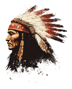 Indigenous chief in feathered headdress png