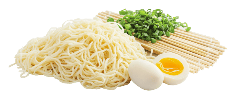 Delicious ingredients for a homemade ramen dish png