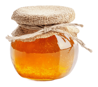 Freshly harvested honey in a rustic jar png