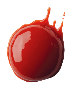 Bright red ketchup splash on a white surface png