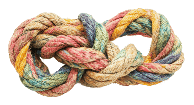 Colorful knotted rope with rich textures png