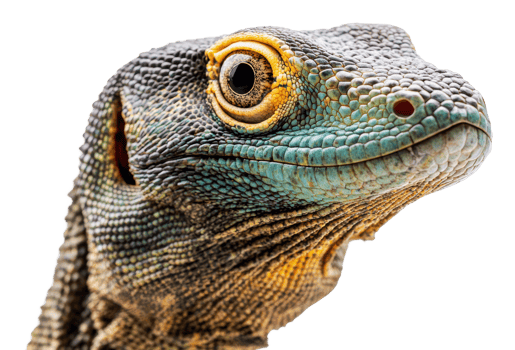 Close-up of a colorful lizard in natural light png