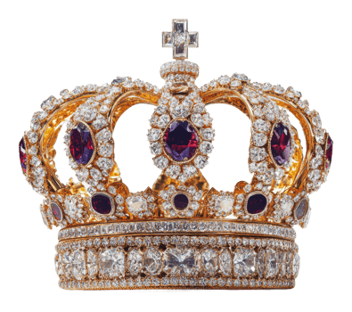 Vibrant gemstone-studded crown png