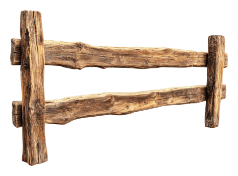 Rustic wooden fence in a rural setting png