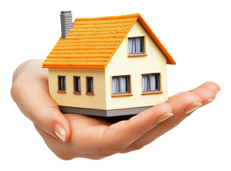 Model house held in hand showcasing home ownership png